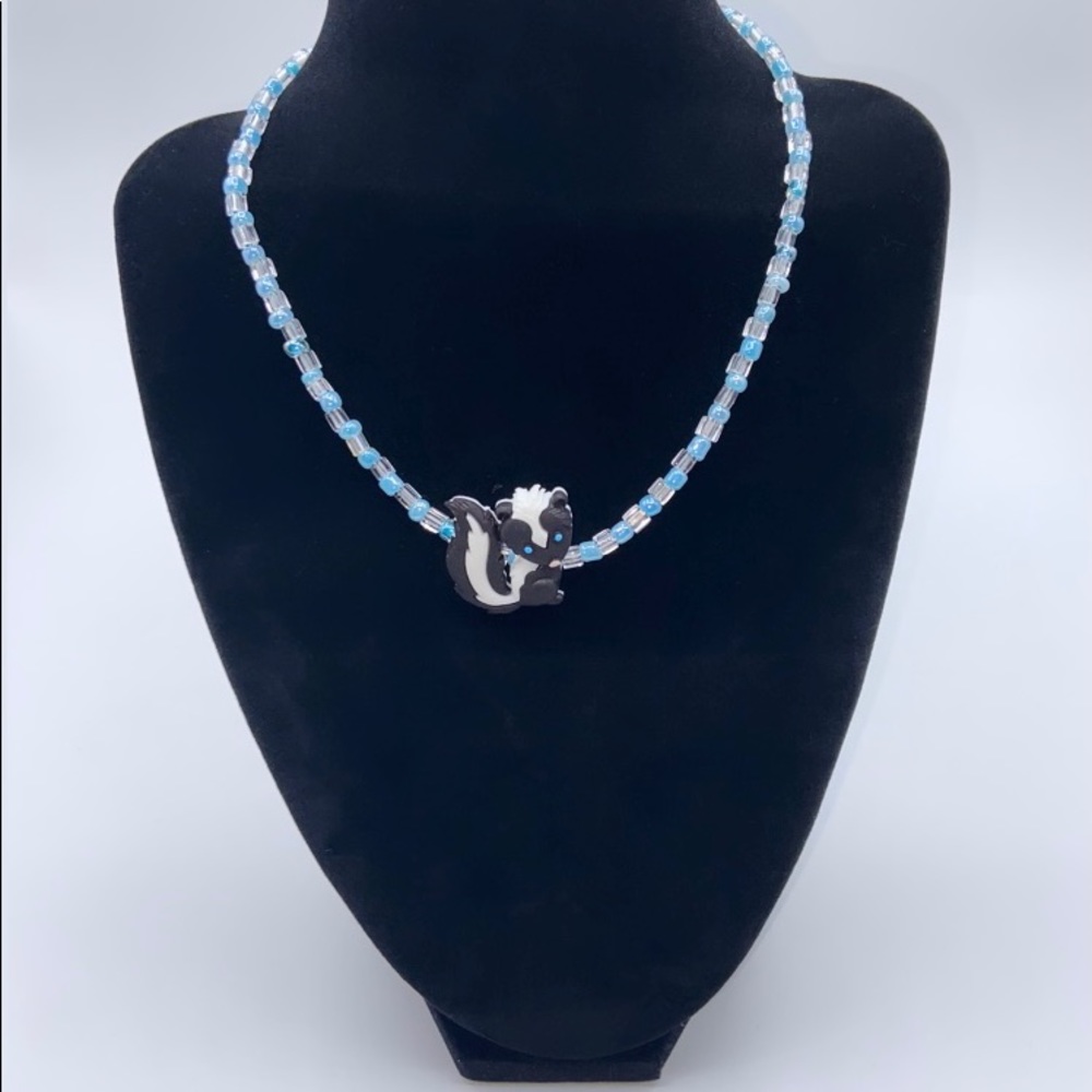Children’s Skunk Seed Bead Necklace & Bracelet Jewelry Set